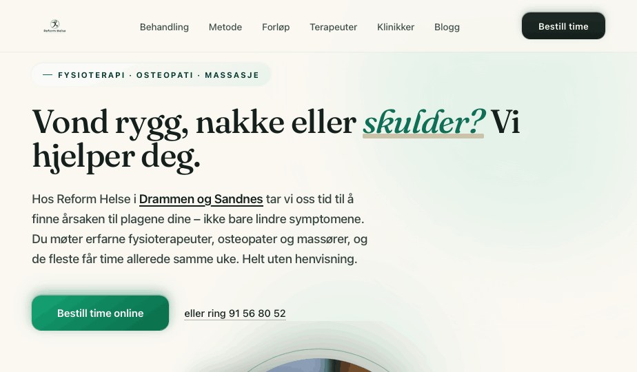 Reform Helse nettside