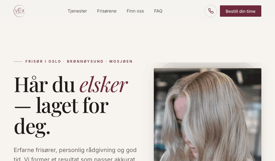 Vex Frisør nettside